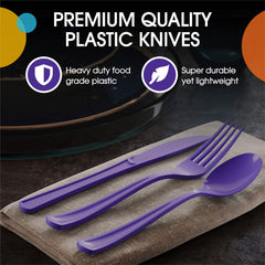 Heavy Duty Purple Plastic Knives | 50 Count