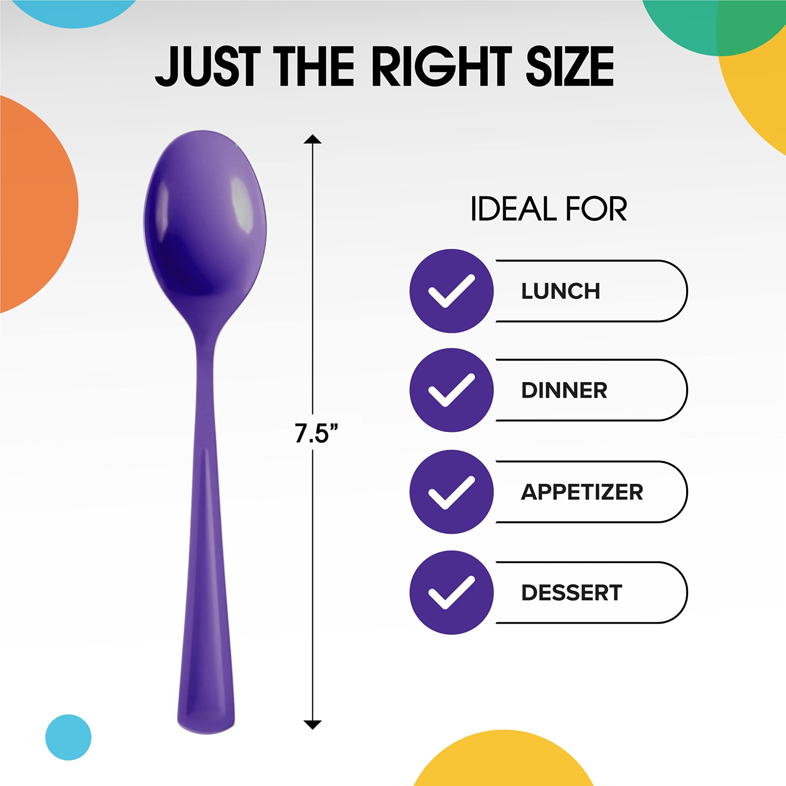 Heavy Duty Purple Plastic Spoons | 50 Count