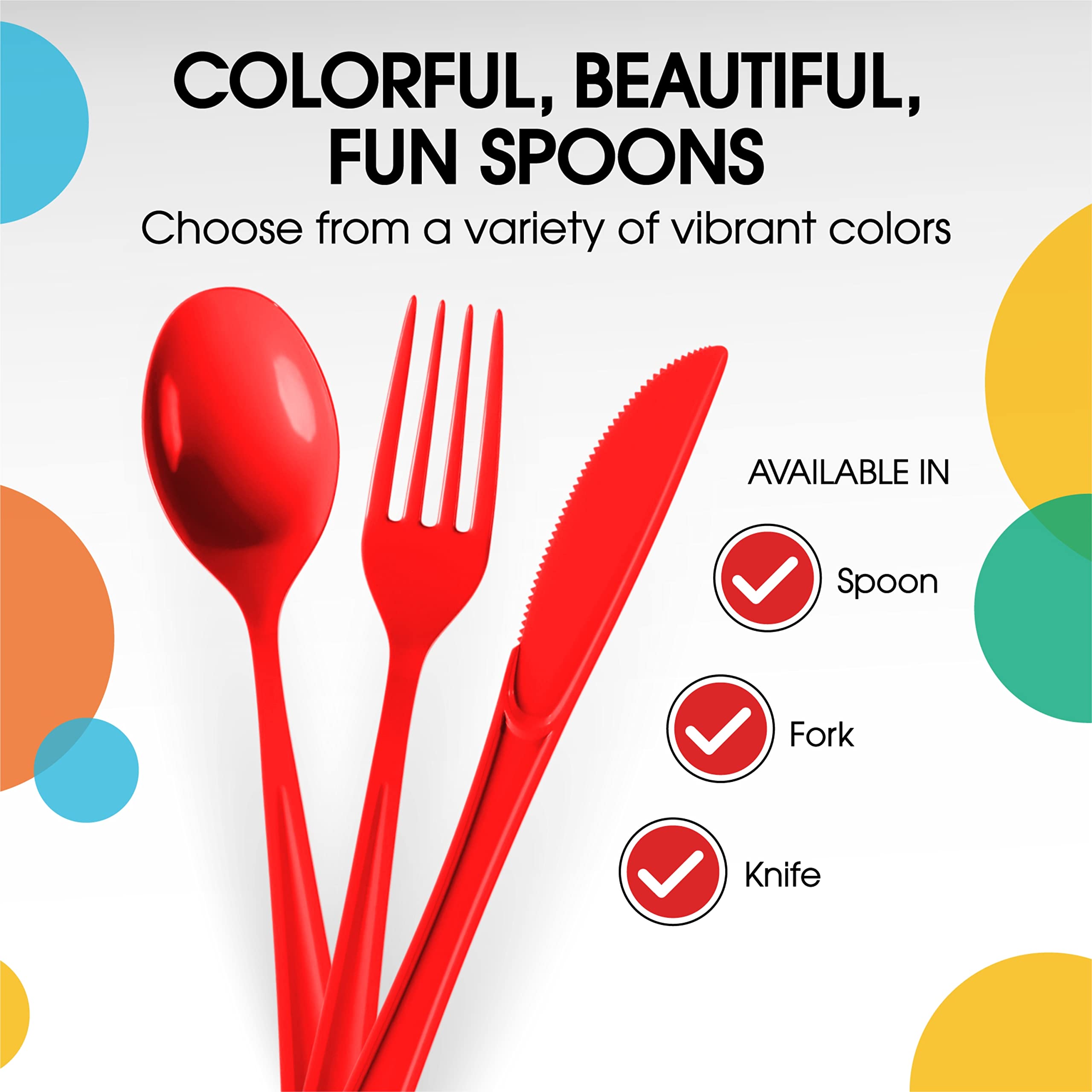 Heavy Duty Red Plastic Spoons | 50 Count