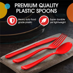 Red Plastic Spoons | 25 Count