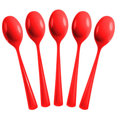 Red Plastic Spoons | 25 Count