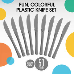 Heavy Duty Silver Plastic Knives | 100 Count