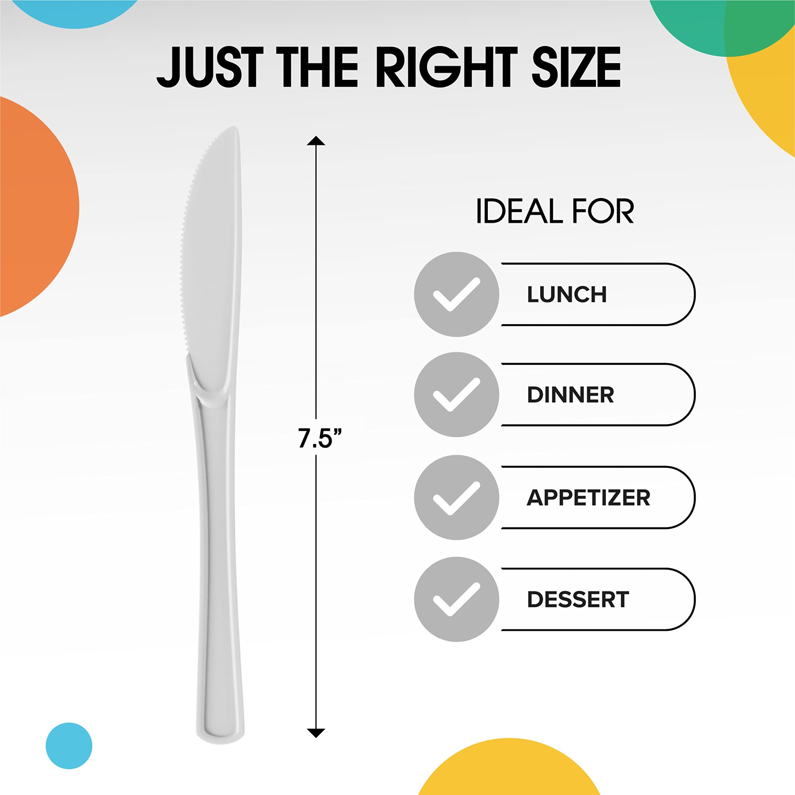 White Plastic Knives | 25 Count