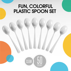 Heavy Duty White Plastic Spoons | 50 Count