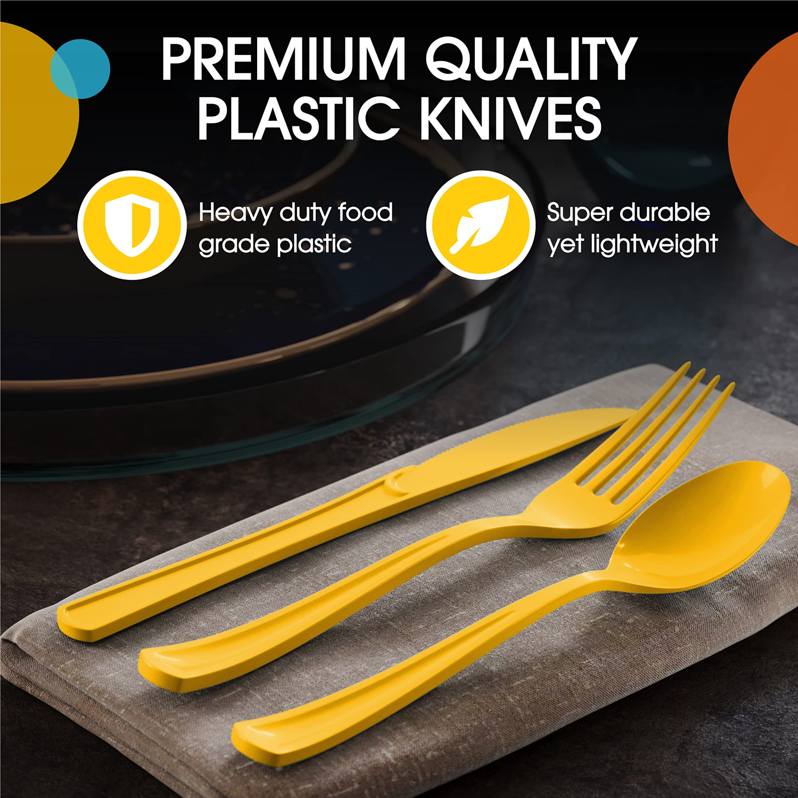 Heavy Duty Yellow Plastic Knives | Case of 1200