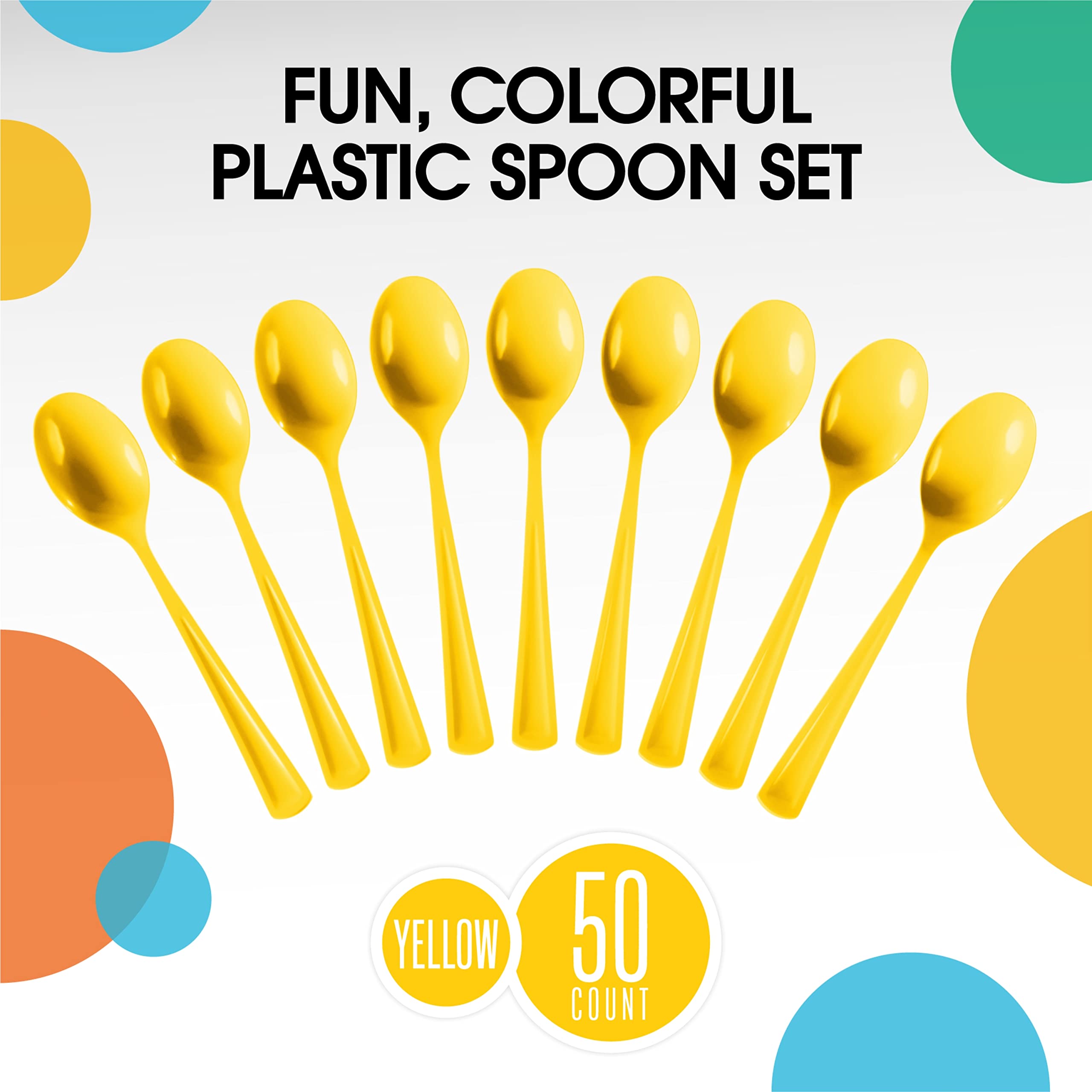 Heavy Duty Yellow Plastic Spoons | 50 Count