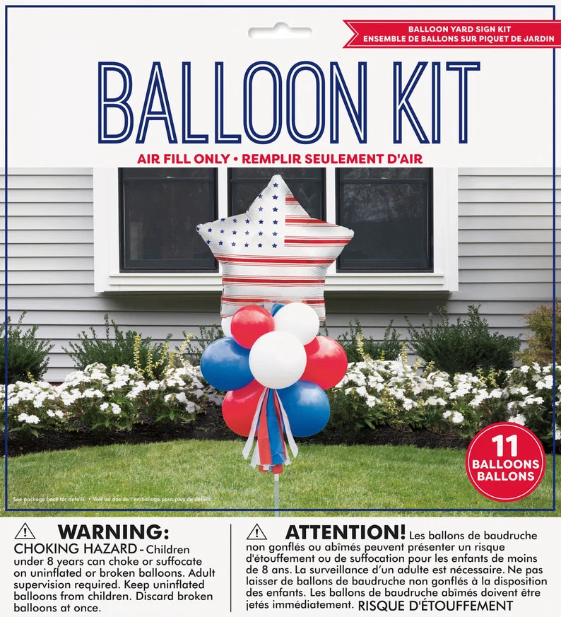 Peppy Patriotic Foil & Latex Balloon Yard Sign Kit