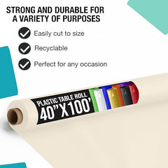 40 In. x 100 Ft. Ivory Table Roll | Case of 6