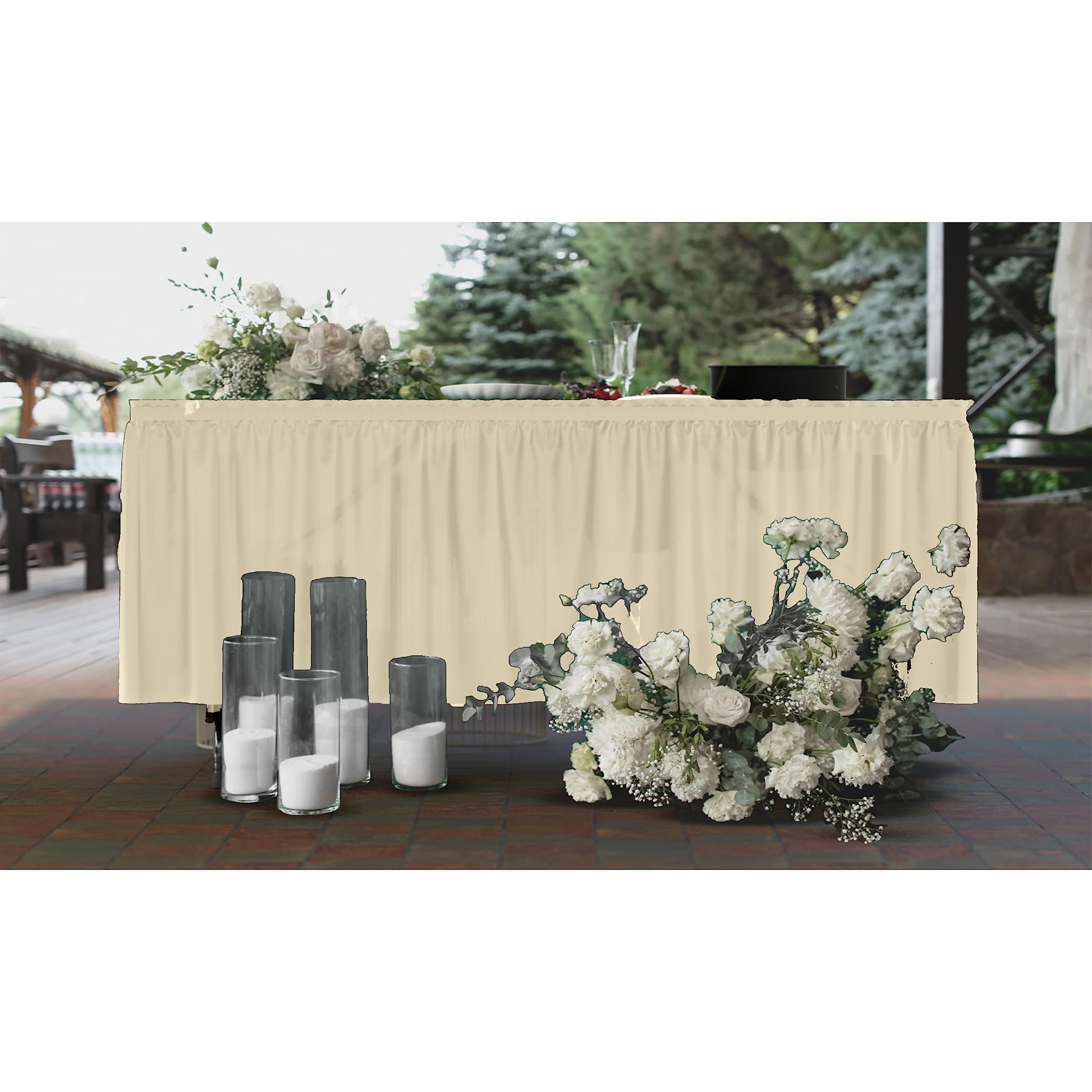 Ivory Plastic Table Skirt | 6 Pack