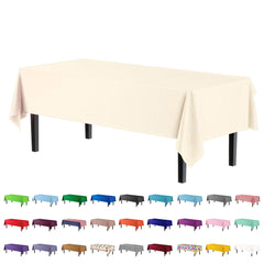 Ivory Plastic Table Covers | 12 Pack