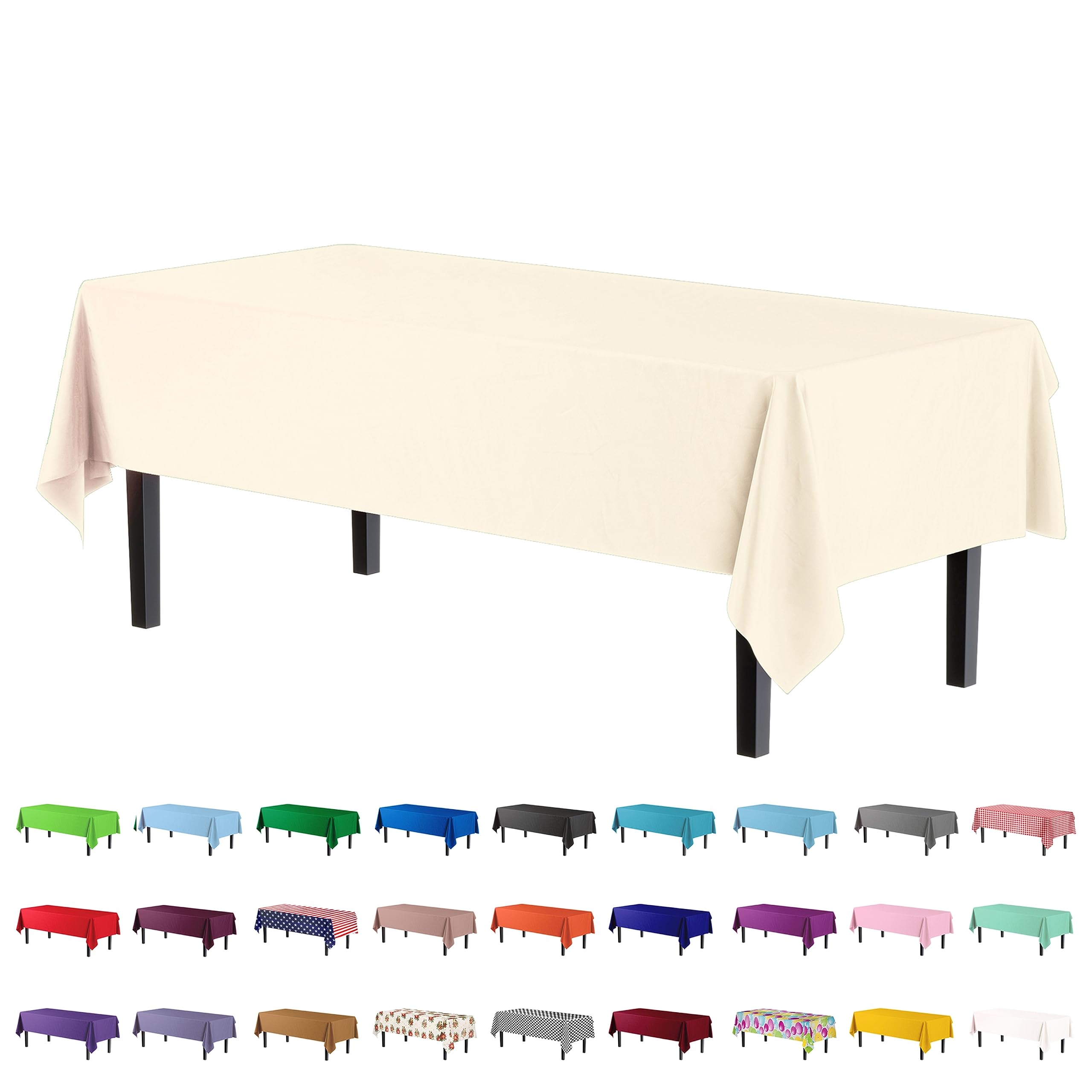 Ivory Plastic Table Covers | 6 Pack