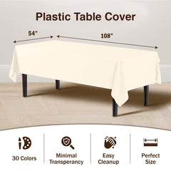 Ivory Plastic Table Covers | 12 Pack