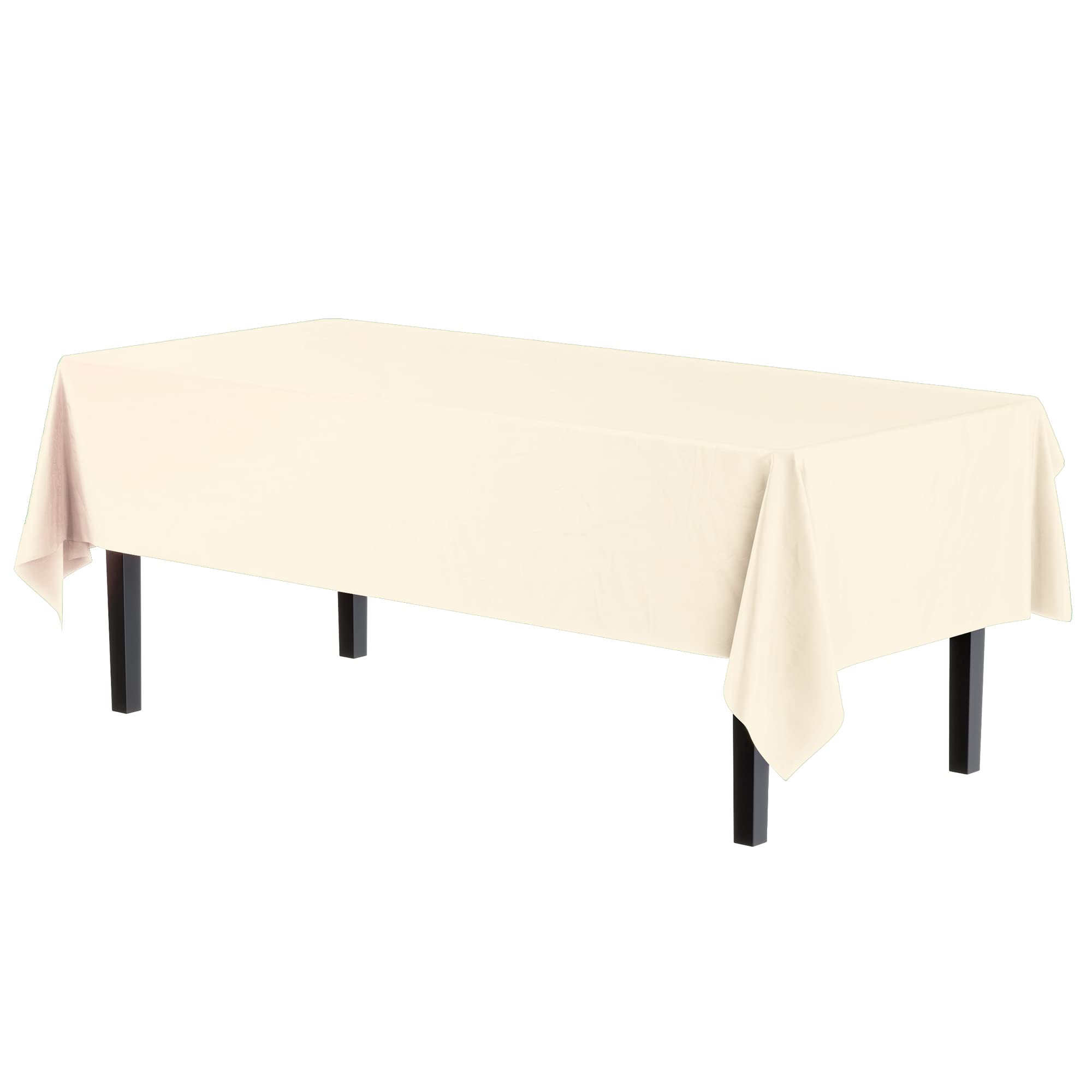 Ivory Plastic Table Covers | 12 Pack