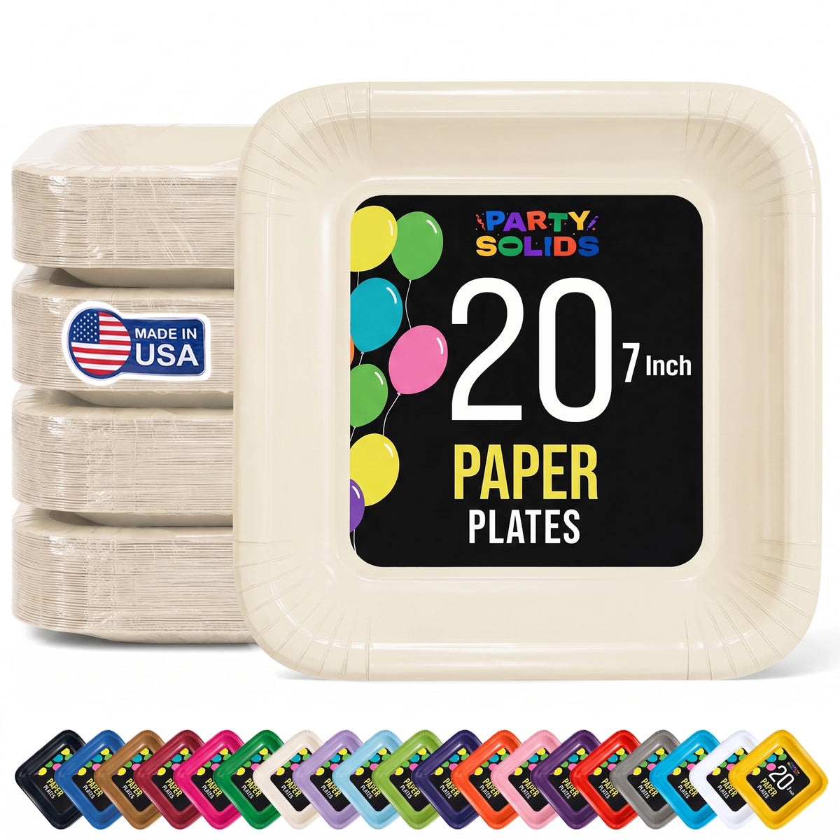 7 In. Ivory Square Paper Plates - 20 Ct.
