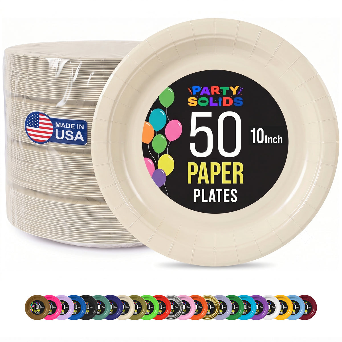 10 In. Ivory Paper Plates - 50 Ct.