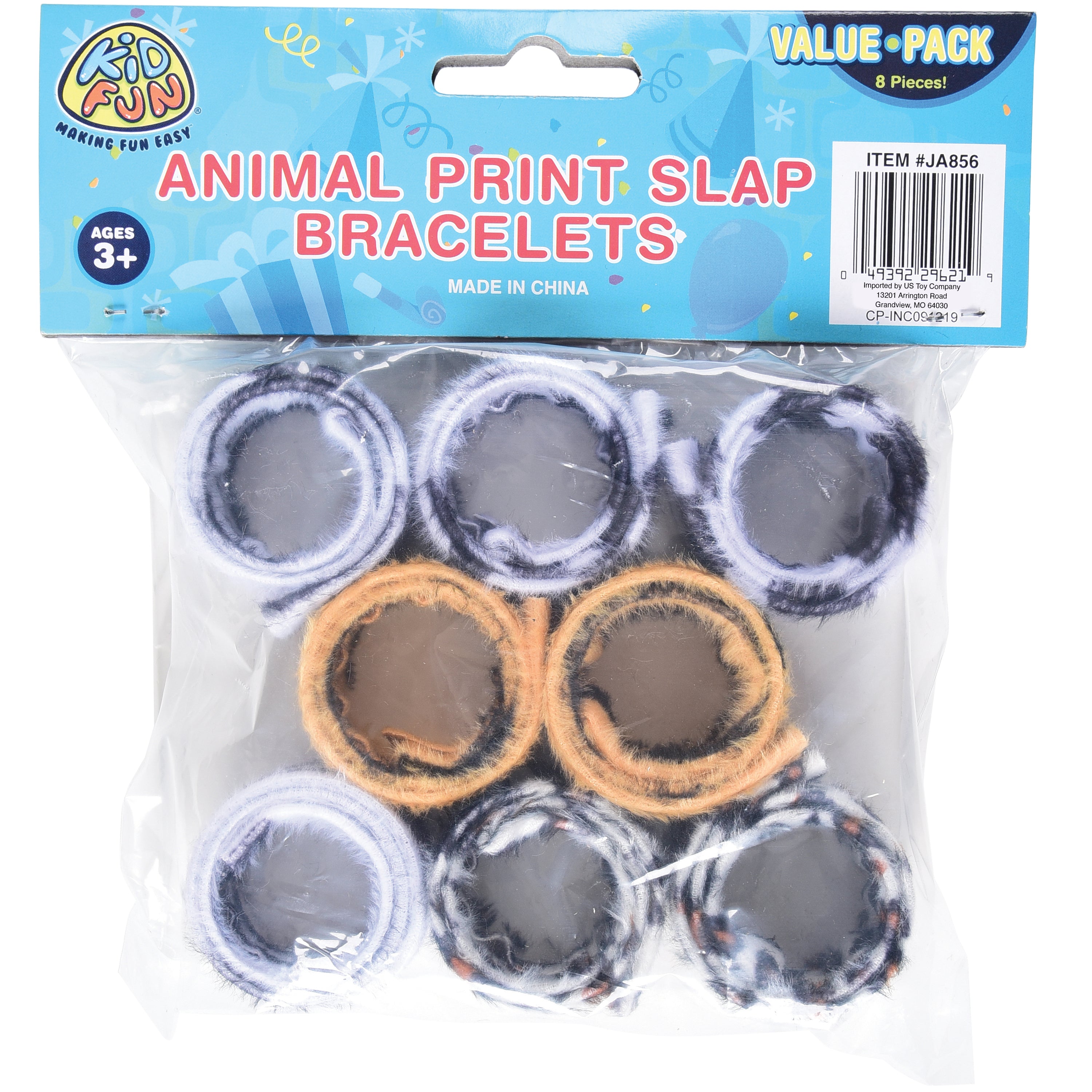 Animal Print Slap Bracelets/8 Per Pkg