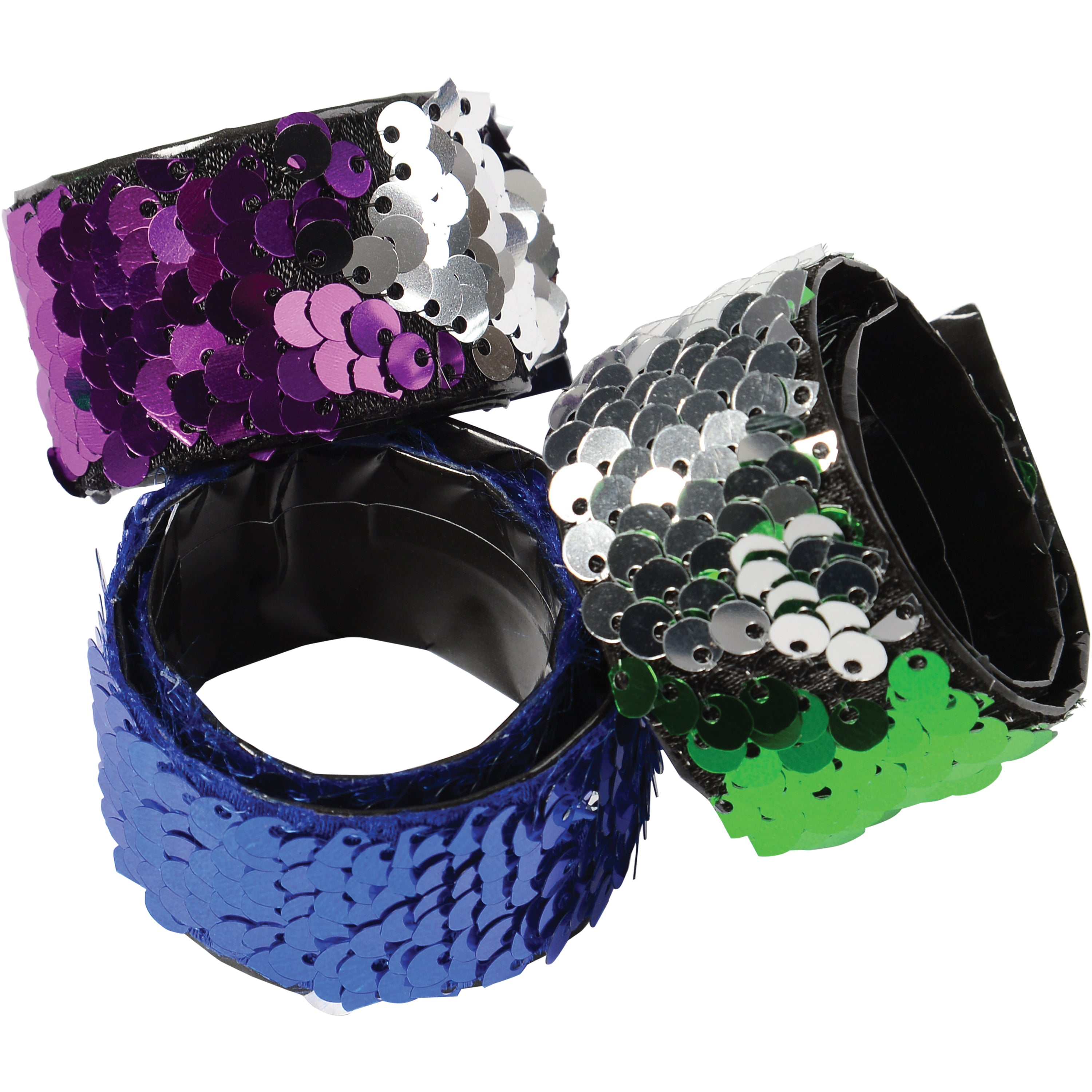 Mermaid Sequins Slap Bracelets/6 Per Pkg