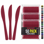 Heavy Duty Burgundy Plastic Knives | 7.5 in. | 50 Count