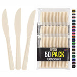 Heavy Duty Ivory Plastic Knives | 7.75 in. | 50 Count