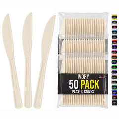 Heavy Duty Ivory Plastic Knives | 7.75 in. | 50 Count