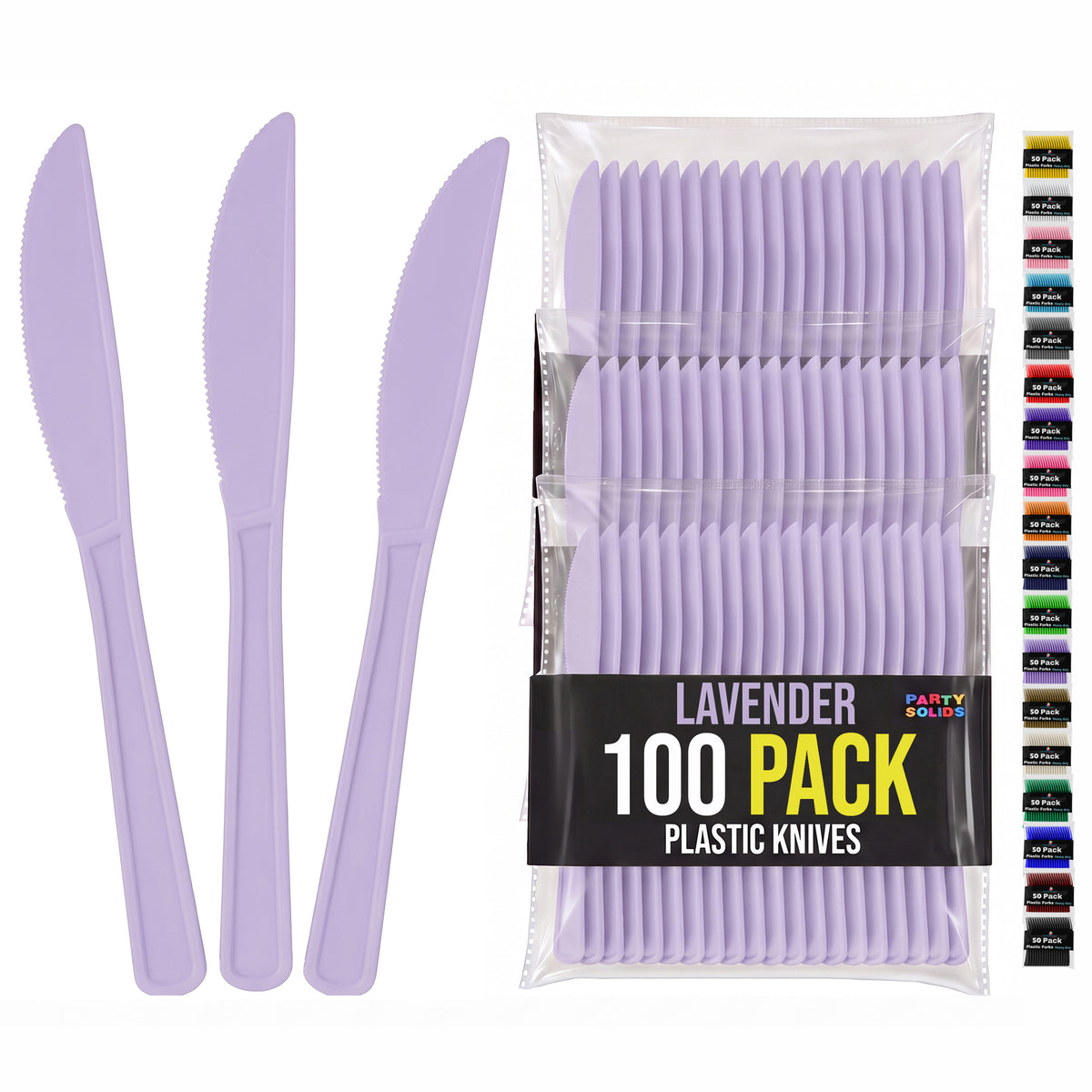 Heavy Duty Lavender Plastic Knives | 7.75 in. | 100 Count