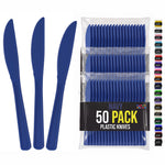 Heavy Duty Navy Plastic Knives | 7.5 in. | 50 Count