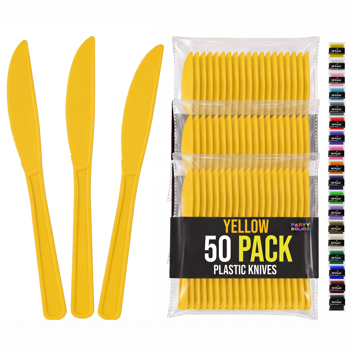 Heavy Duty Yellow Plastic Knives | 7.75 in. | 50 Count