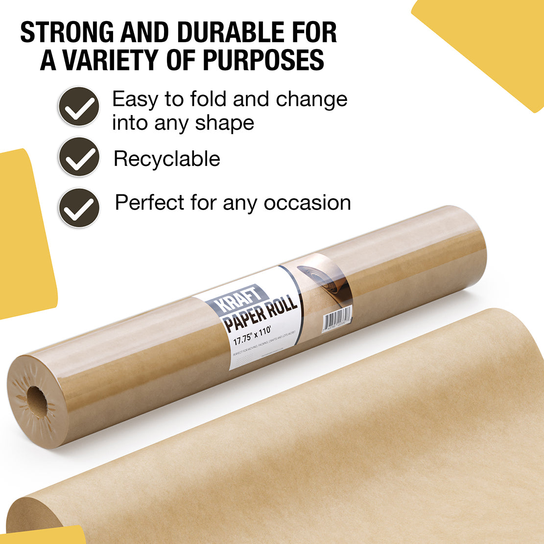 17.75" x 110' Kraft Paper Roll | Natural