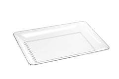 11.25 In. x 18.25 In. | Clear Rectangle Plastic Tray | 50 Pack