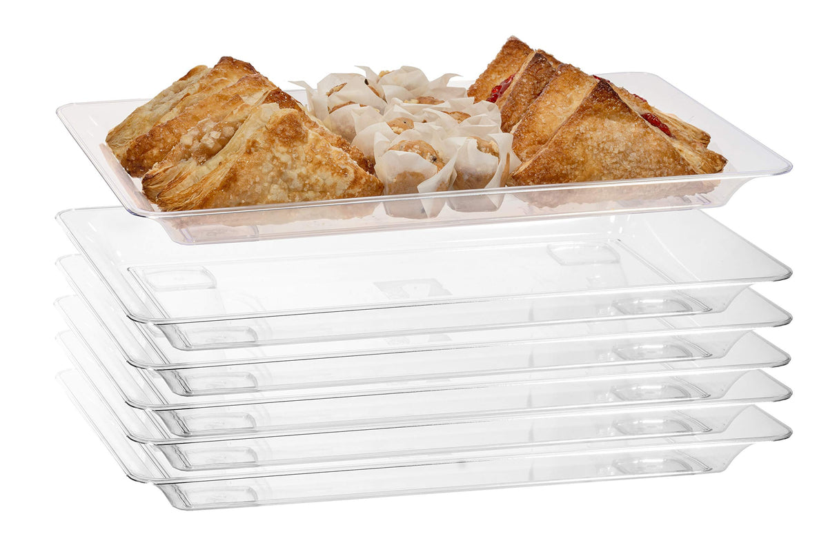 11.25 In. x 18.25 In. | Clear Rectangle Plastic Tray | 50 Pack