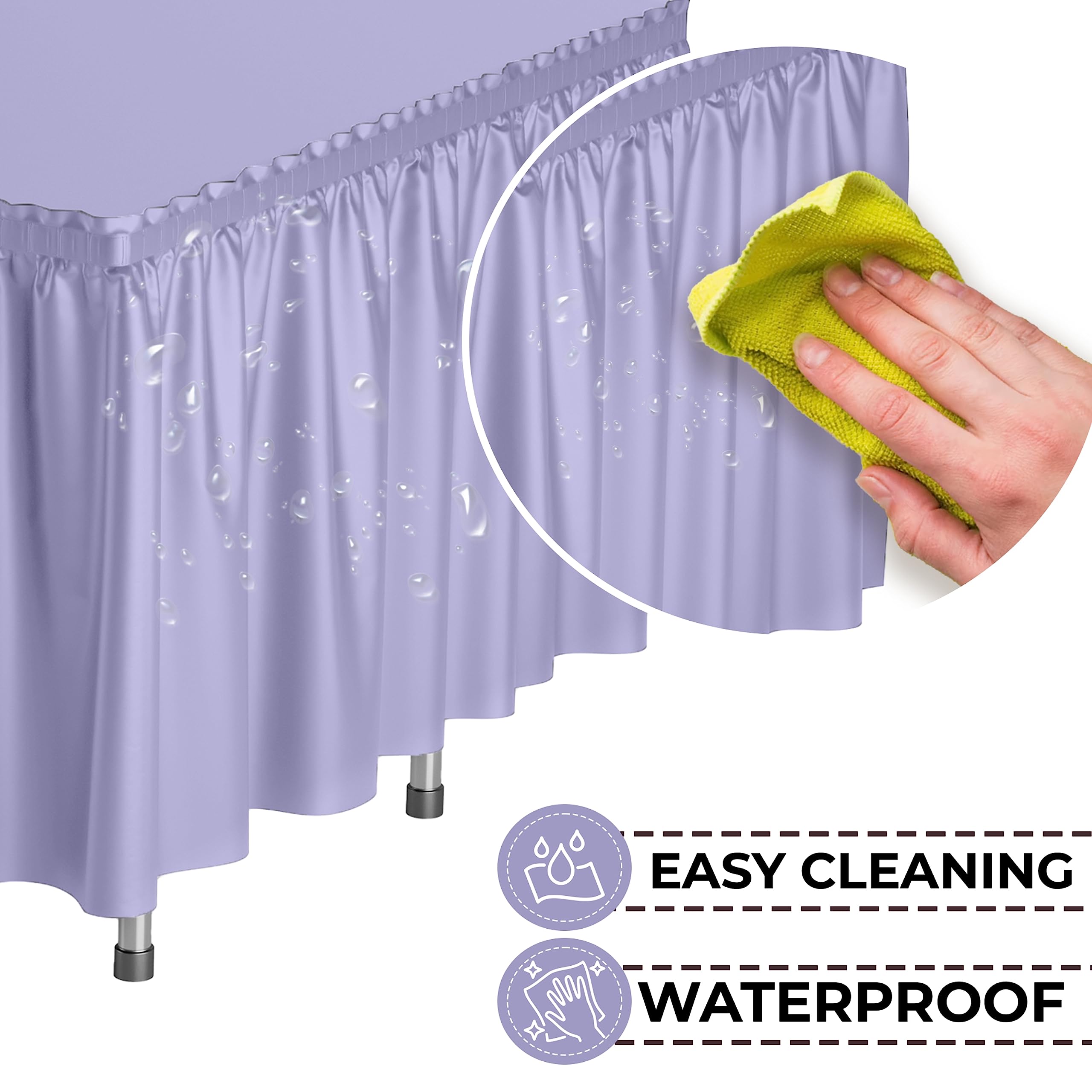 Lavender Plastic Table Skirt | 6 Pack