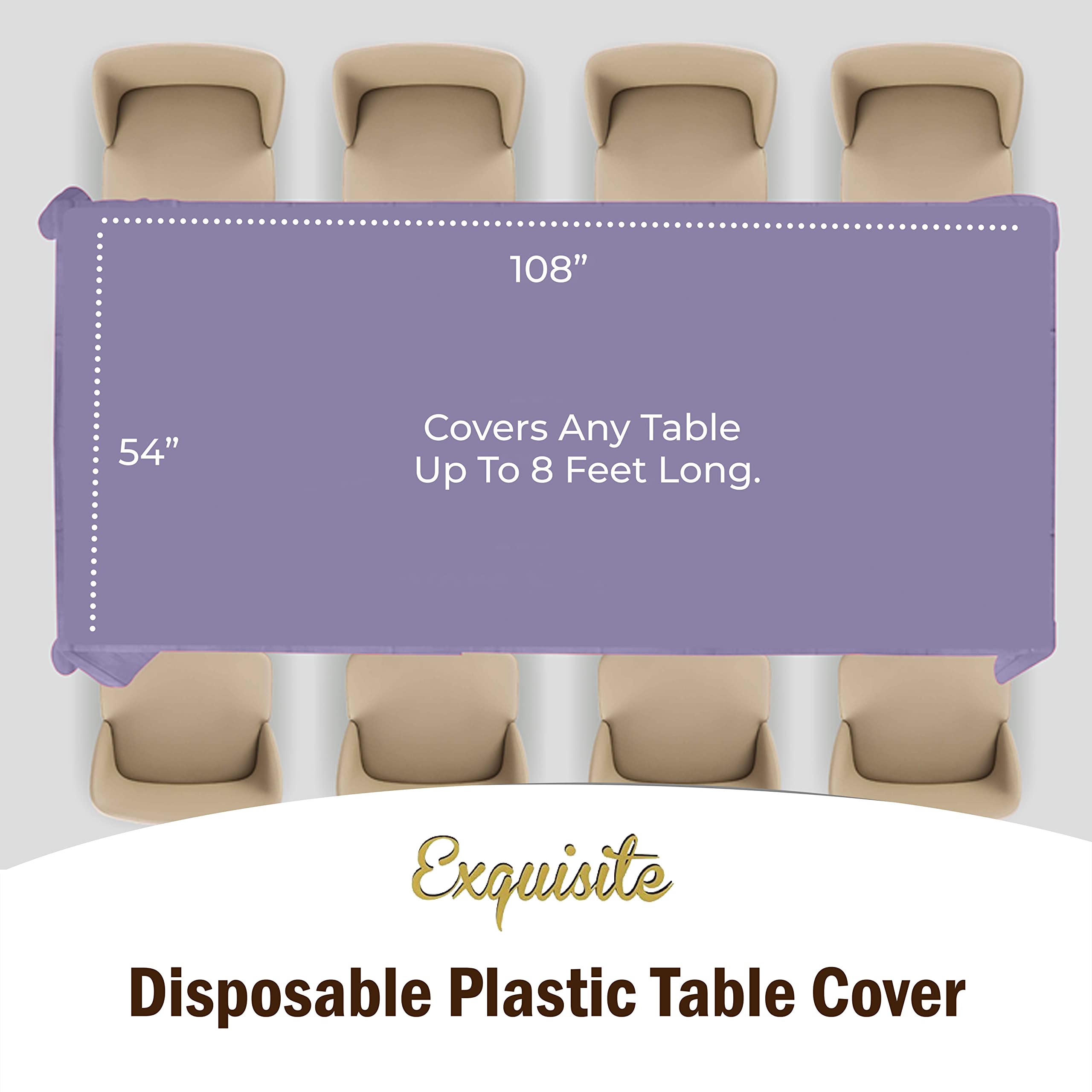 Premium Lavender Plastic Table Covers | 6 Pack