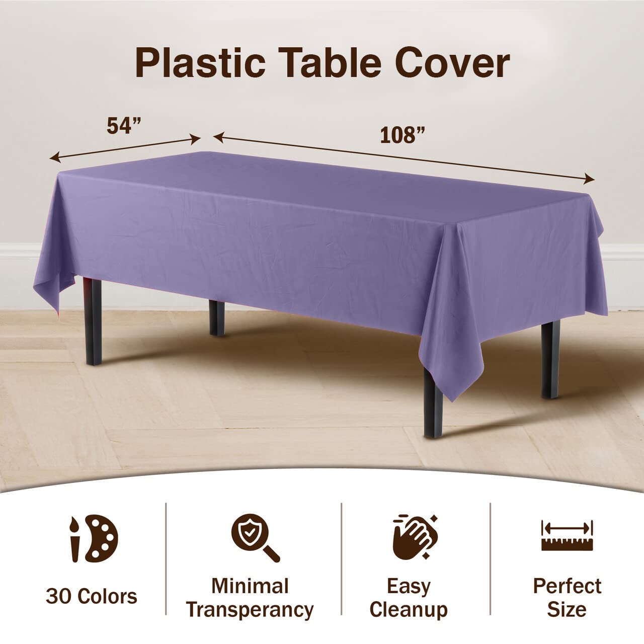 Premium Lavender Plastic Table Covers | 12 Pack