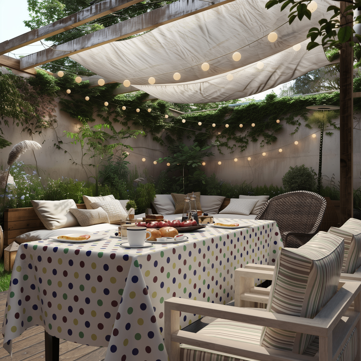 Multi Colored Polka Dot Table Cover