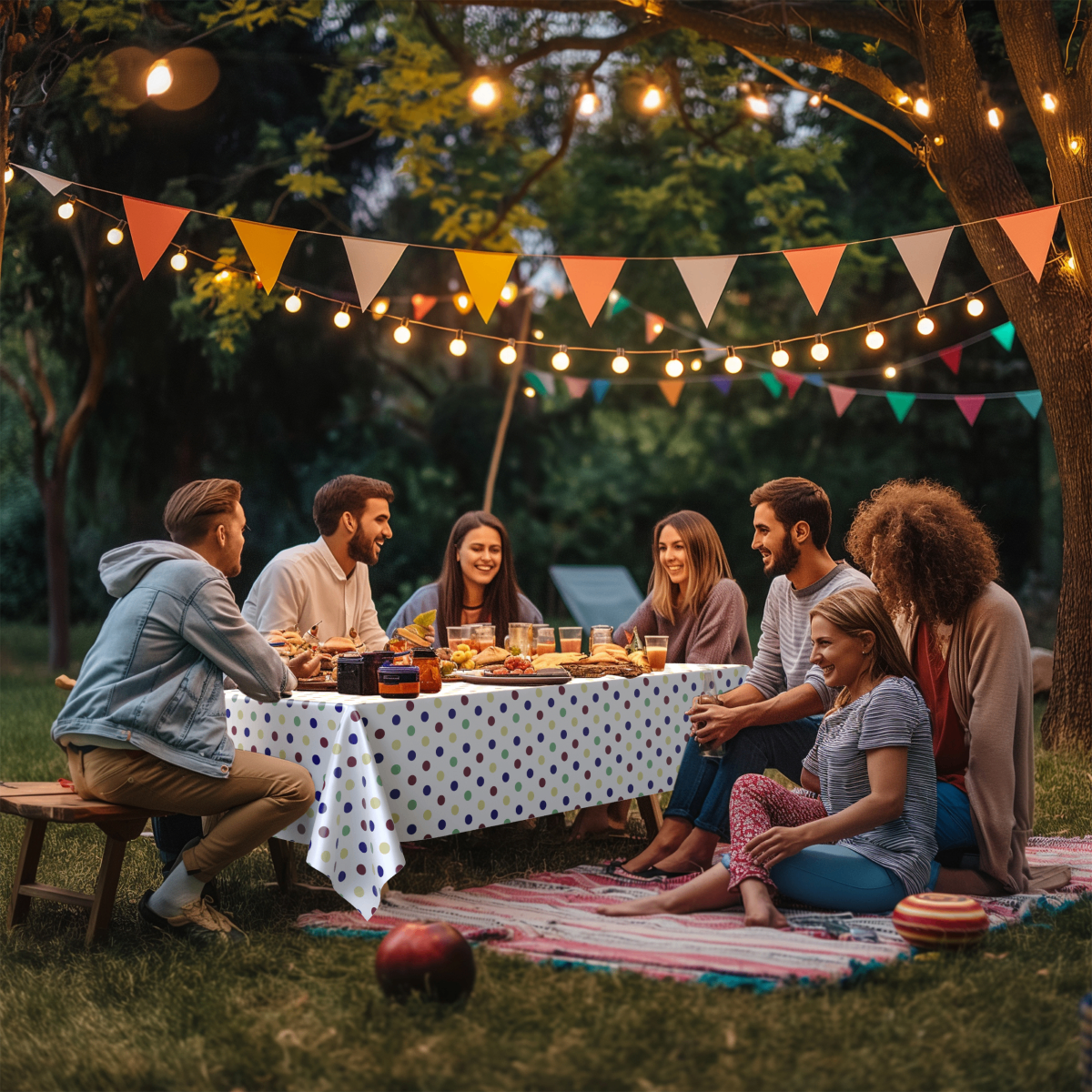 Multi Colored Polka Dot Table Cover