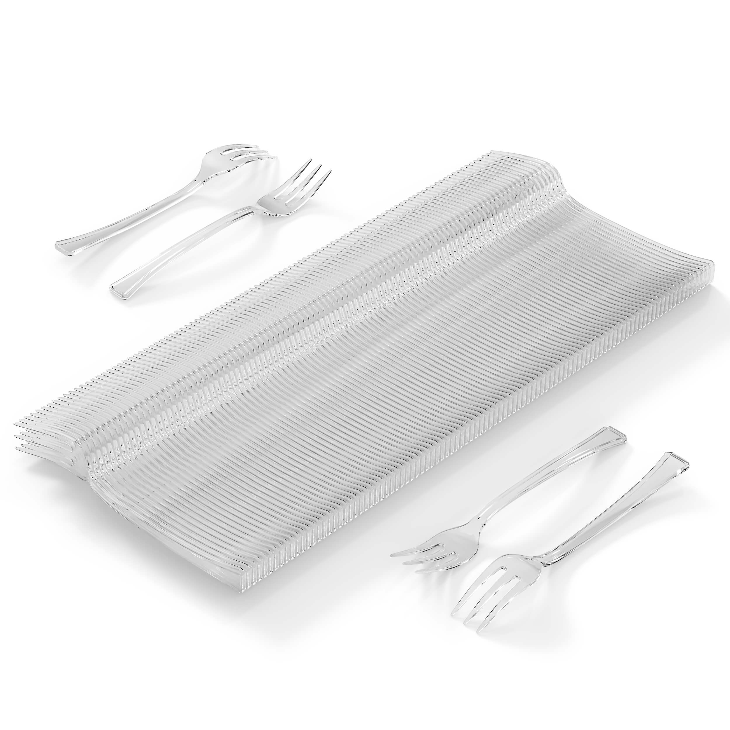 Exquisite Clear Plastic Tasting Forks 100 Count