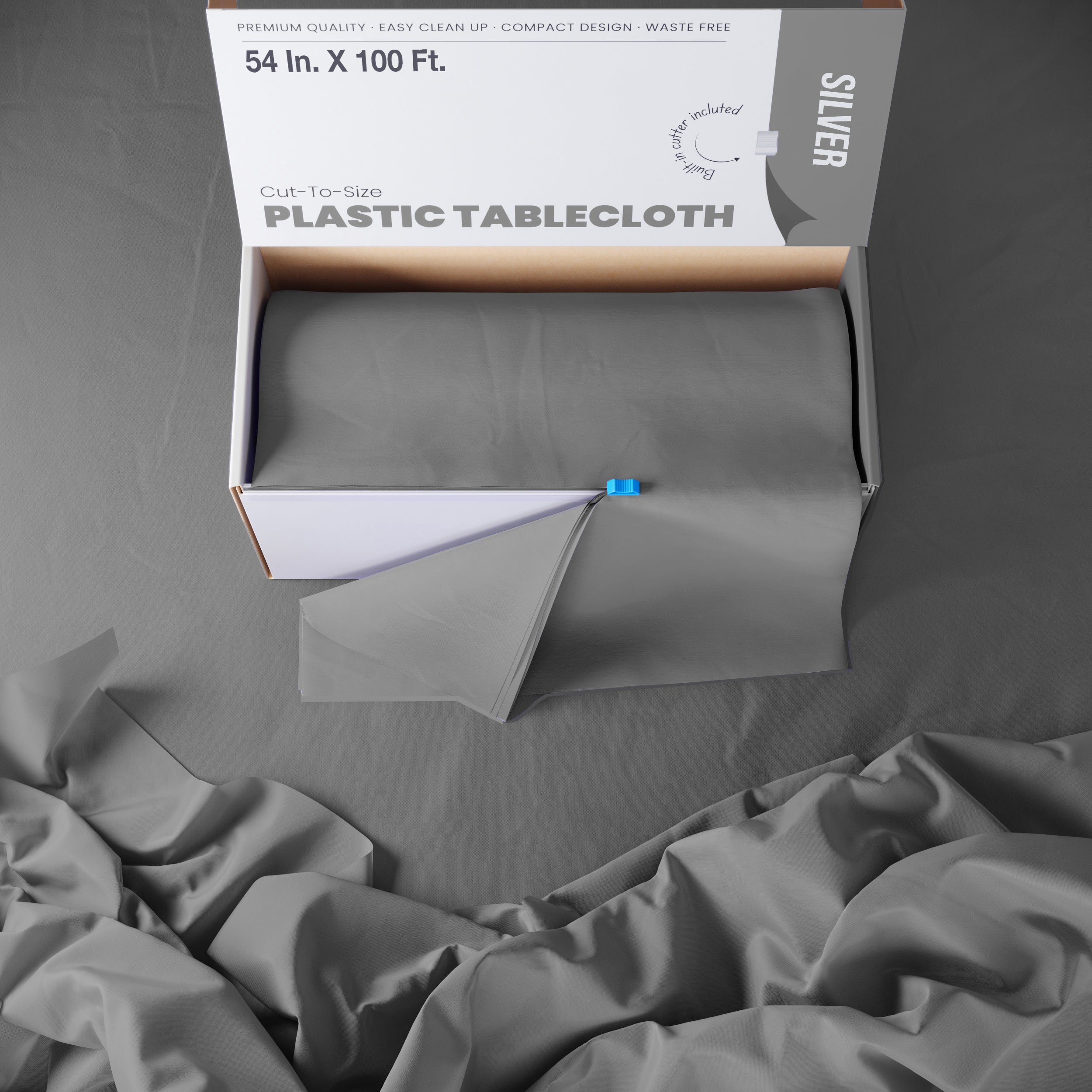 54 in. x 100 Ft. Cut To Size Table Roll  | Silver | Case of 6