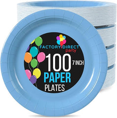 7 In. Light Blue Paper Plates | 100 Count