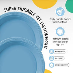 7 In. Light Blue Plastic Plates | 100 Count