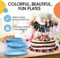 7 In. Light Blue Plastic Plates | 100 Count