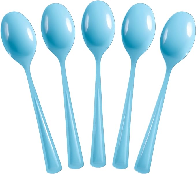 Light Blue Plastic Spoons | 25 Count
