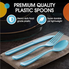 Light Blue Plastic Spoons | 25 Count