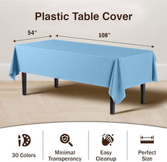 Premium Light Blue Plastic Table Covers | 12 Pack