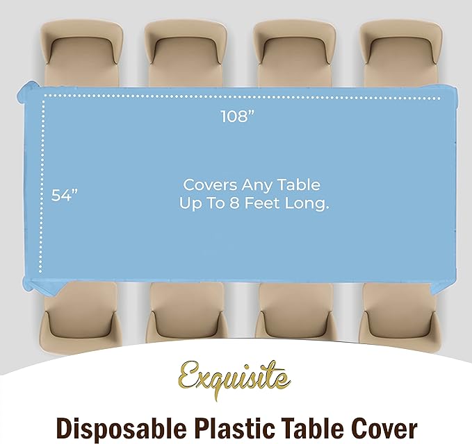 Light Blue Plastic Table Covers | 6 Pack