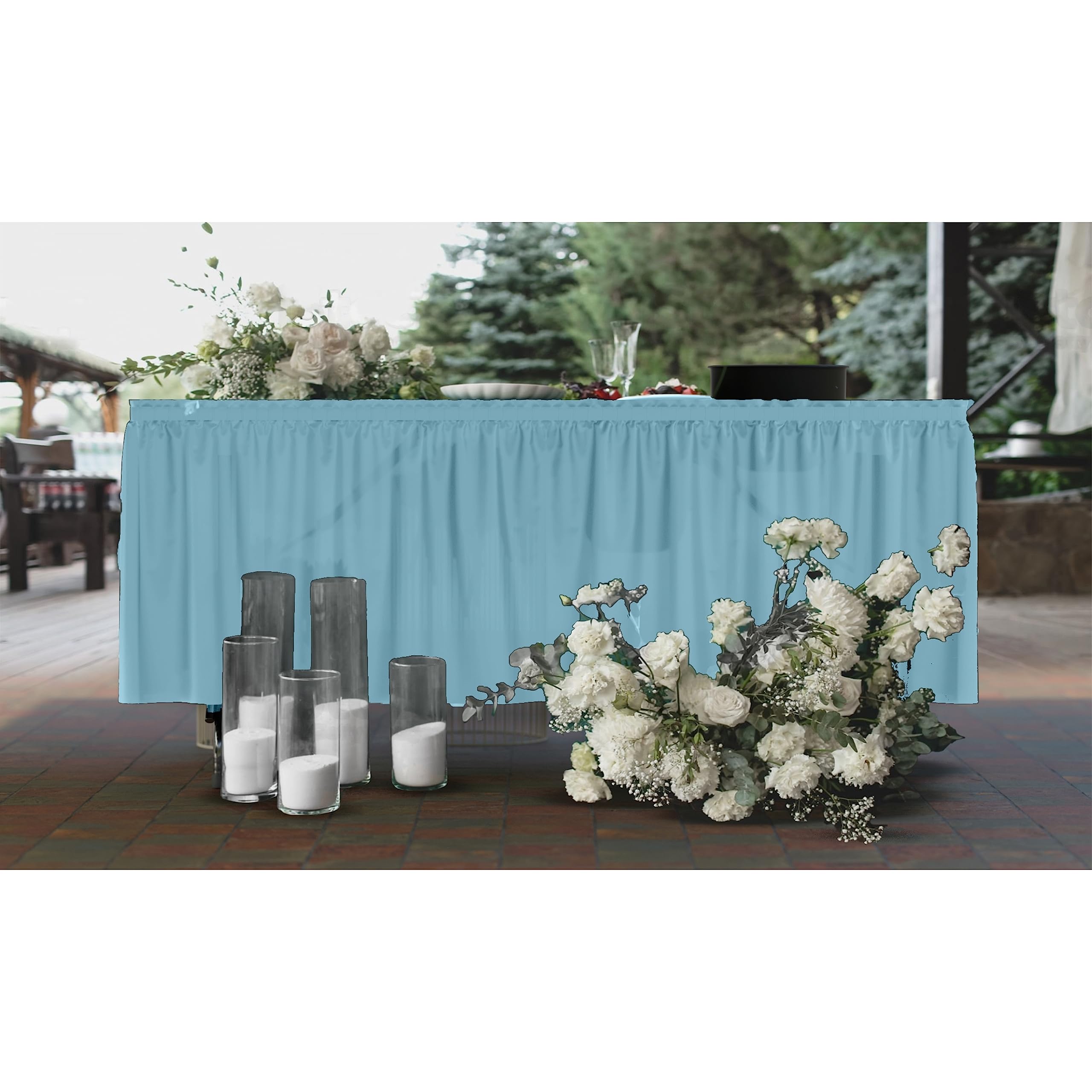 Light Blue Plastic Table Skirt | 6 Pack