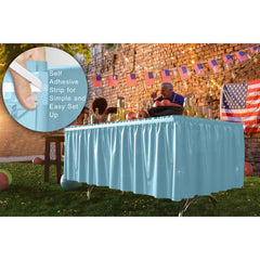 Light Blue Plastic Table Skirt | Case of 48