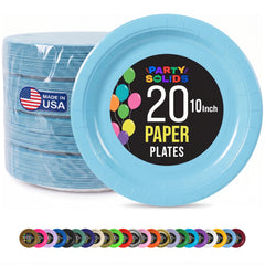 10 In. Light Blue Paper Plates - 20 Ct.