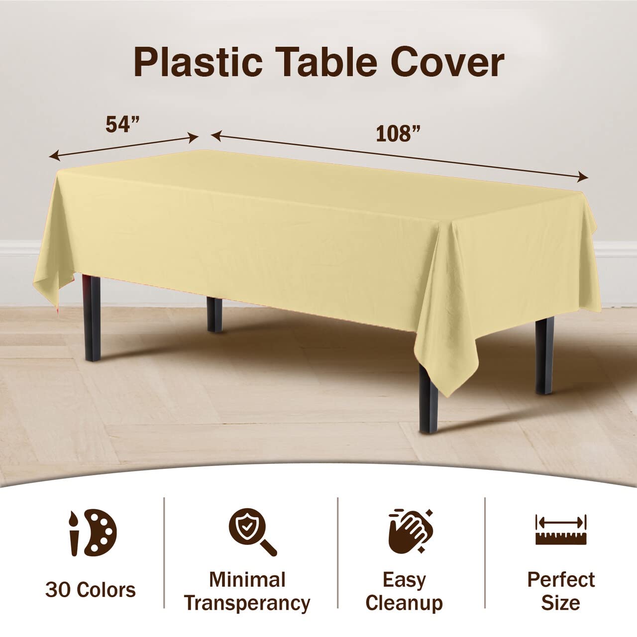 Light Yellow Plastic Table Covers | 6 Pack