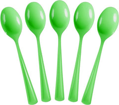 Lime Green Plastic Spoons | 25 Count