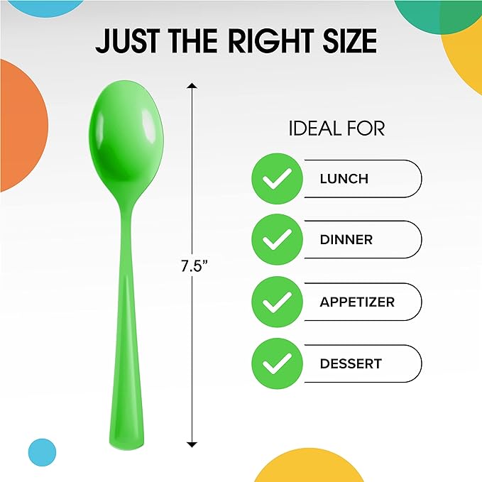 Lime Green Plastic Spoons | 25 Count